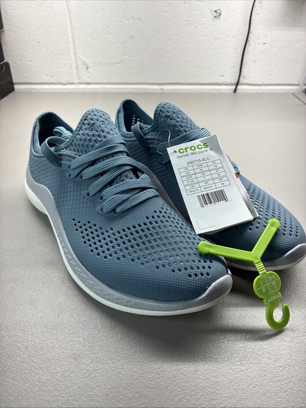 New Crocs LiteRide 360 Pacer Men’s Blue Steel/Microchip Lace-Up Shoes Sizes 8